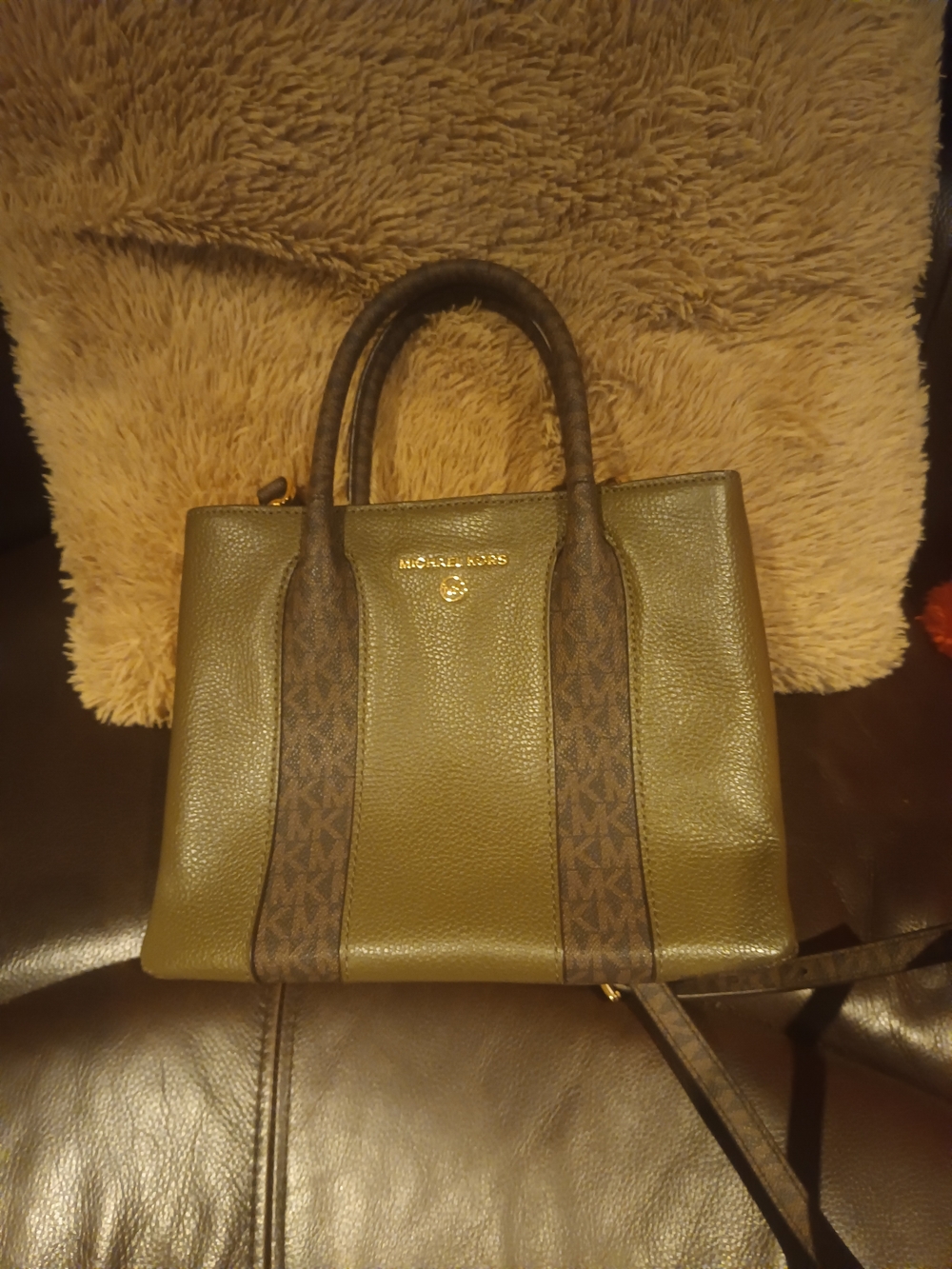 Michael Kors Olive Green Leather Tote Bag